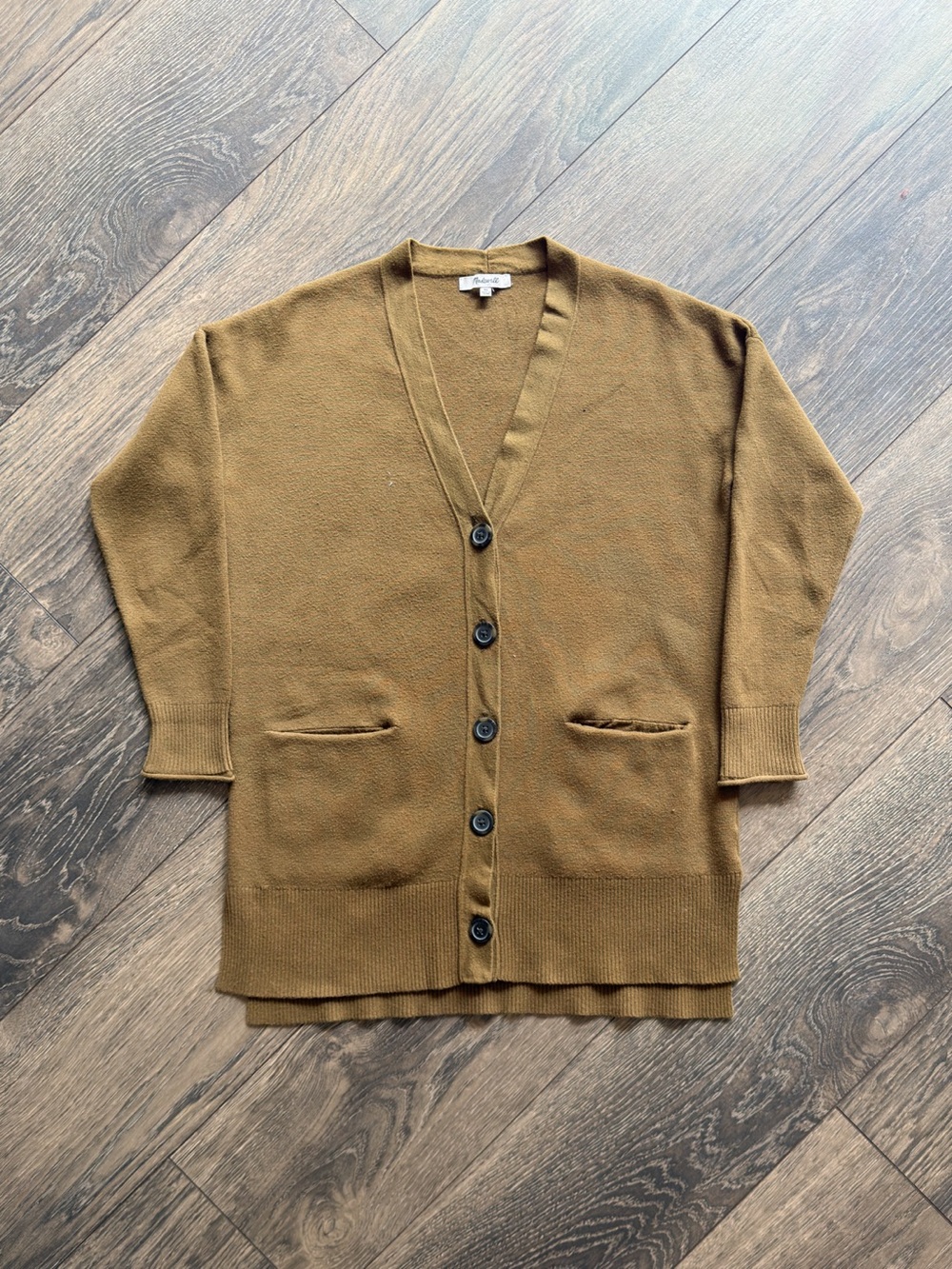 Madewell Women’s XS Long Cardigan Sweater Olive Brown Deep V-Neck Oversized